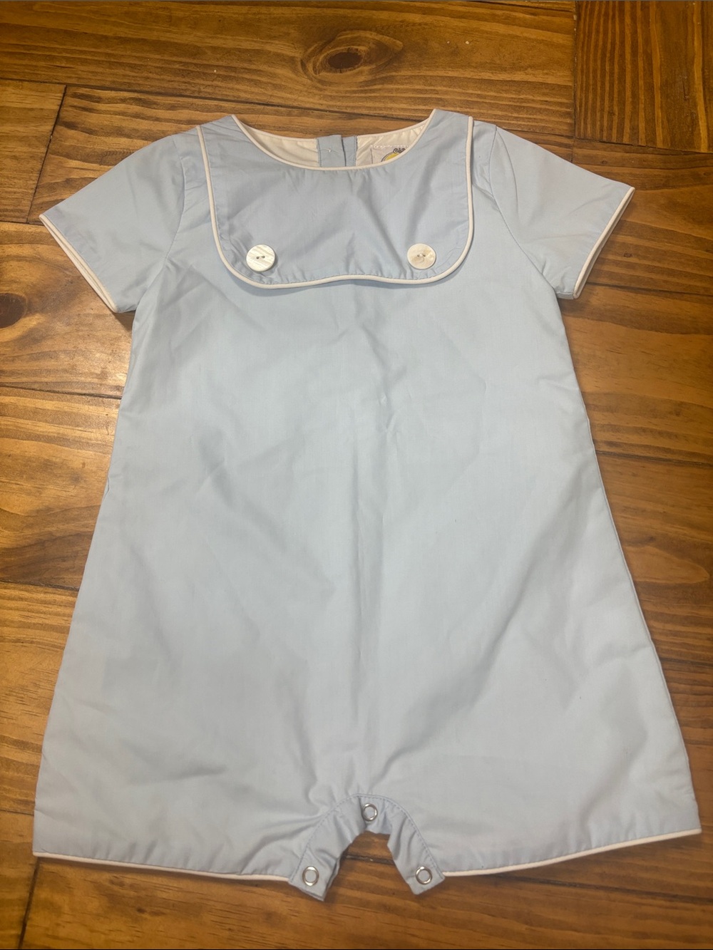 The Yellow Lamb Size 3T Baby Blue Short Sleeve Jon Jon w/Square Collar